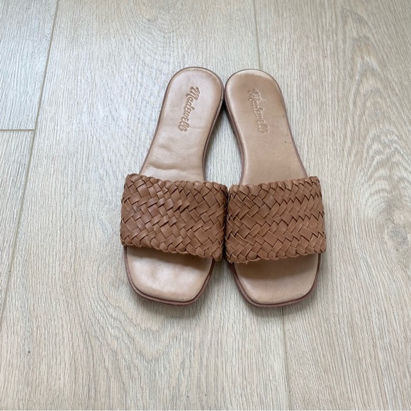 Madewell Shoes - Madewell Tan Braided Leather Slides 6.5